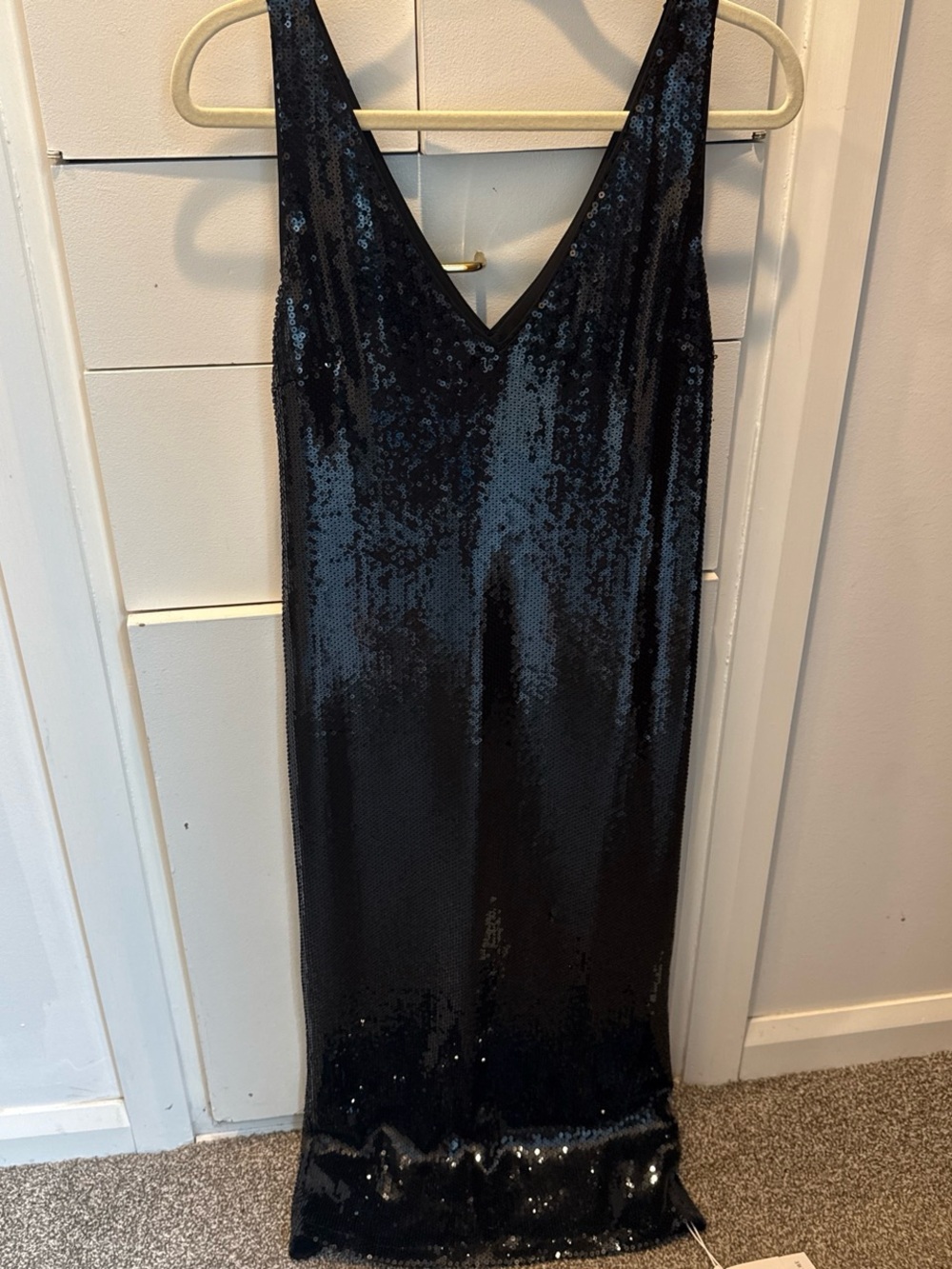 Black Sequin V-Neck Evening Dress from Anthropologie BNWT